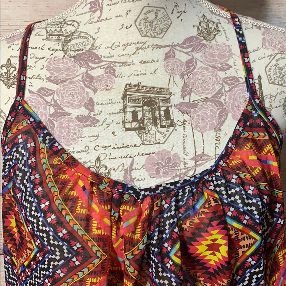 Aztec & Colorful Pattern Tank Top.Open back M - Picture 9 of 15